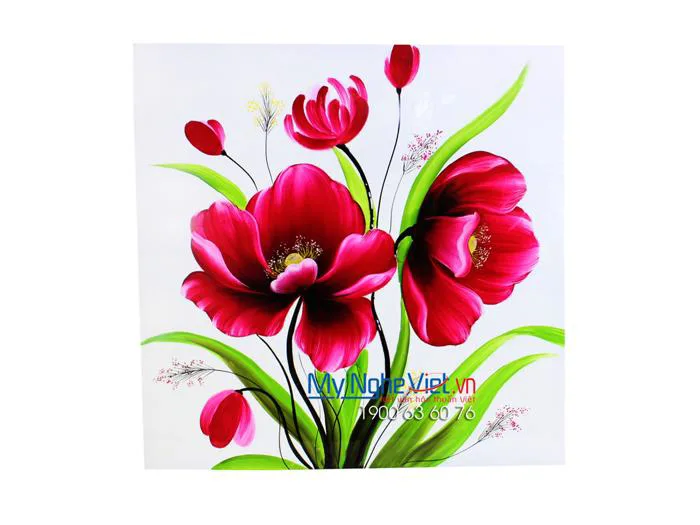Tranh sơn mài vẽ hoa MNV-TSM01-3