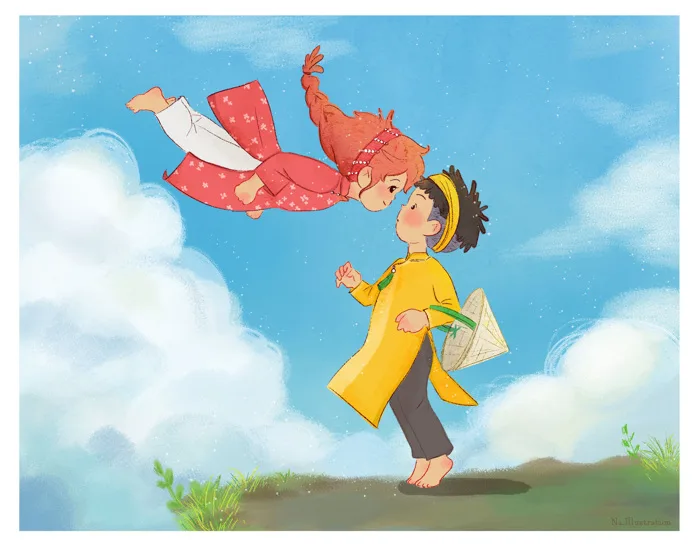 Độc đáo nhân vật hoạt hình Ghibli vẽ theo phong cách Việt