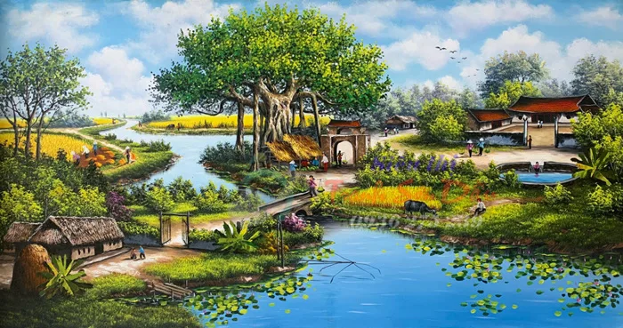 Tranh Làng Quê Và Nét đẹp Văn Hóa Dân Gian - Tranh Sơn Dầu Minh Hưng
