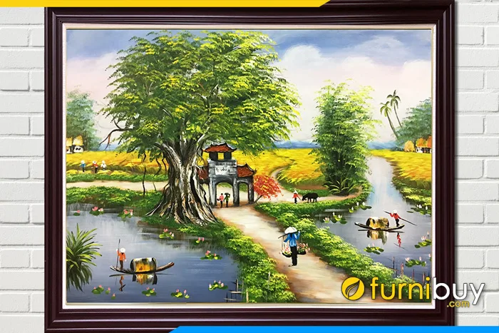 Tranh sơn dầu vẽ đường làng quê em TSD 395 | Nội thất FurniBuy