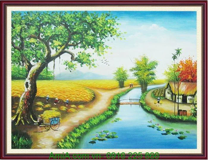 Các mẫu tranh vẽ làng quê Việt Nam đặc sắc- Amia Hà Nội