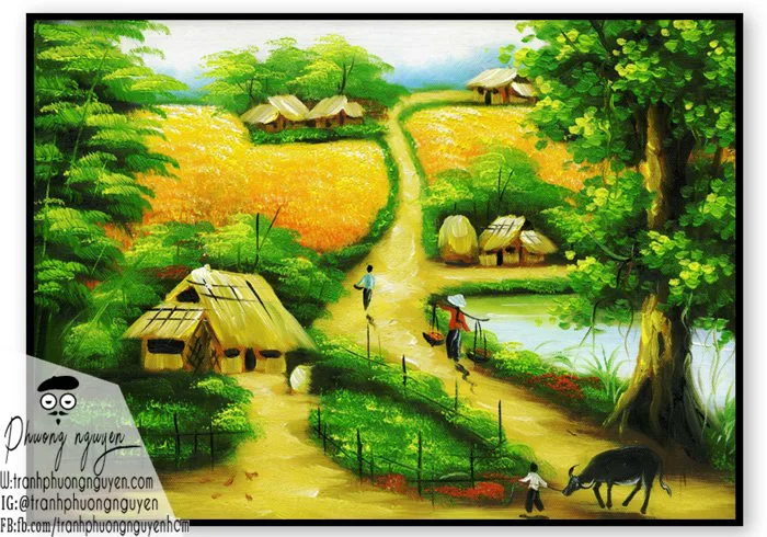 Bộ sưu tập tranh phong cảnh làng quê đơn giản - Tranh Phương Nguyên