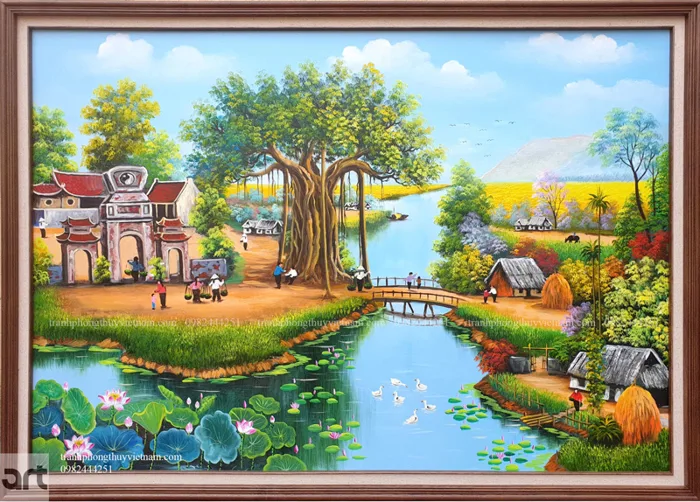 Tranh vẽ làng quê - Tranh Phong Thủy