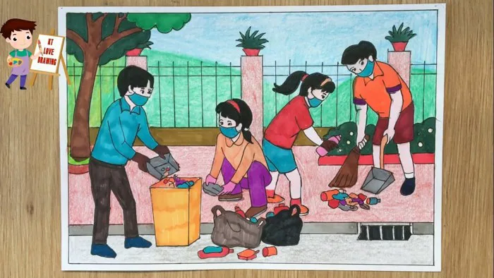 Vẻ đẹp người lao động trong sáng tạo mĩ thuật | Vẽ tranh lao động vệ sinh  môi trường