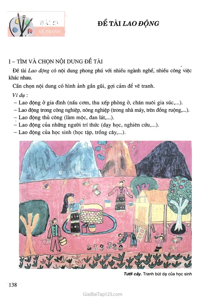 SGK Âm Nhạc và Mĩ Thuật 8 - Bài 21. Vẽ tranh - Đề tài Lao động