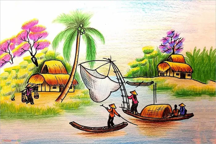 Cách vẽ tranh đề tài tự do sáng tạo, đơn giản hot nhất năm 2024