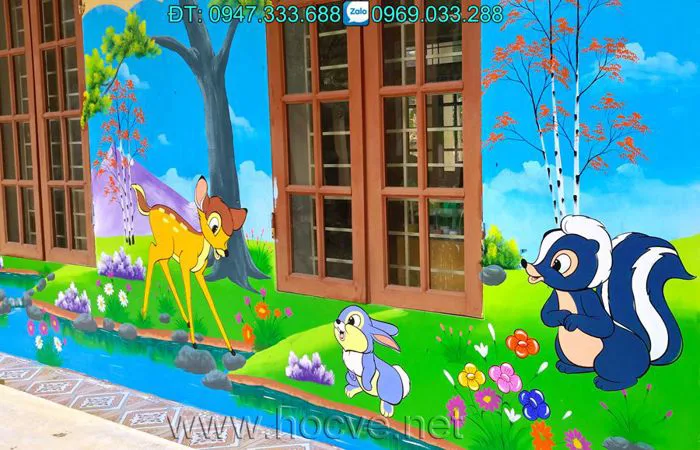 Công trình tại khu B trường mầm non Ba Sao, Kim Bảng, Hà Nam. | Học vẽ tranh  tường 3d, dạy vẽ phong cảnh online cơ bản tại Hà Nội, HCM