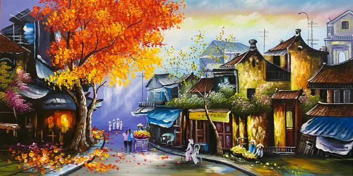 Tranh Phố Cổ Mùa Hè Hà Nội STT343