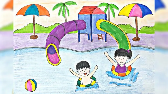 Vẽ Hoạt động Ngày hè Đi Bơi | Vẽ tranh Hoạt động Mùa hè của em
