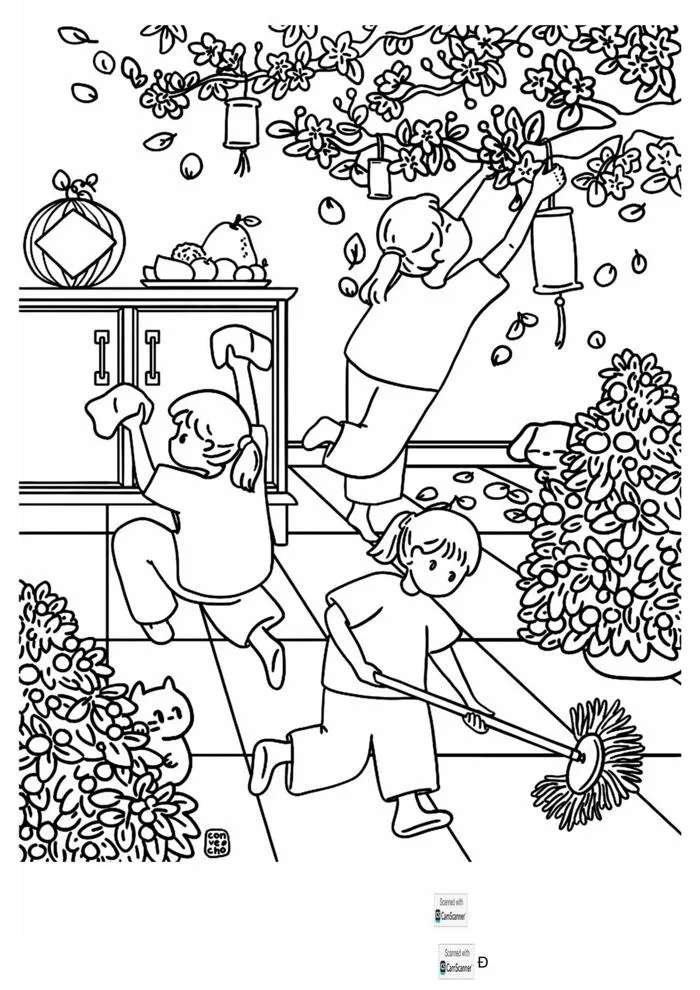 Bộ tranh tô màu Tết Nguyên Đán ý nghĩa, độc đáo, đa dạng cho bé