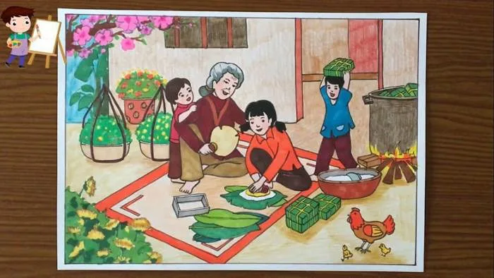 999+ mẫu vẽ tranh ngày Tết vui xuân đẹp, ý nghĩa nhất 2026