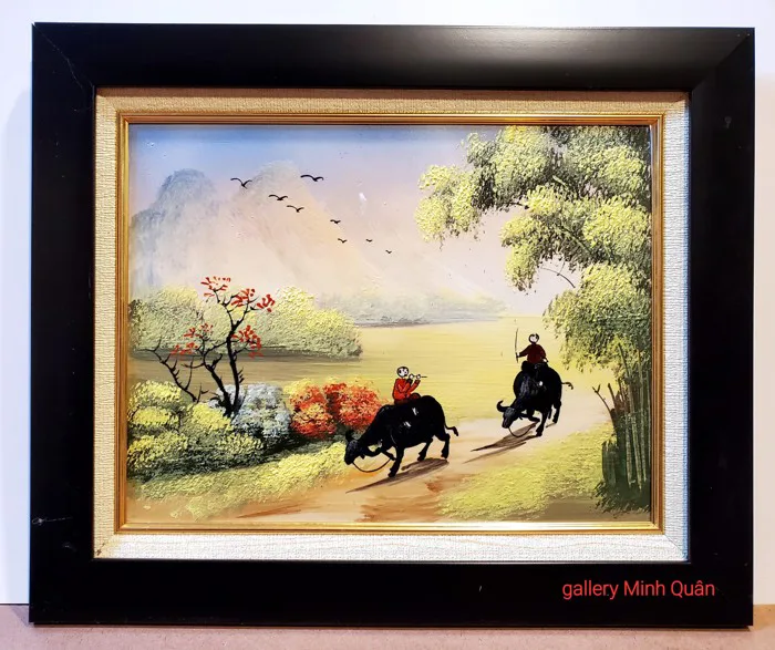 Tranh sứ- Chăn trâu thả diều -G037 — Minh Quân Art