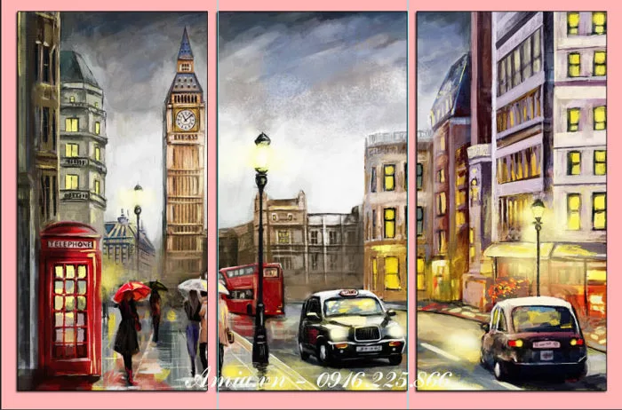 Tranh phong cảnh con đường thành phố London nghệ thuật Amia 1457