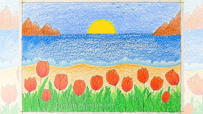 Vẽ những sắc màu thiên nhiên lớp 5 | Thiên nhiên tươi đẹp | Vẽ tranh phong  cảnh biển