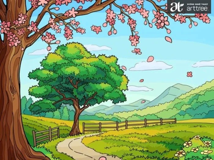 Top 100 mẫu vẽ tranh phong cảnh thiên nhiên đẹp được yêu thích - Vẽ tranh  tường Hà Nội
