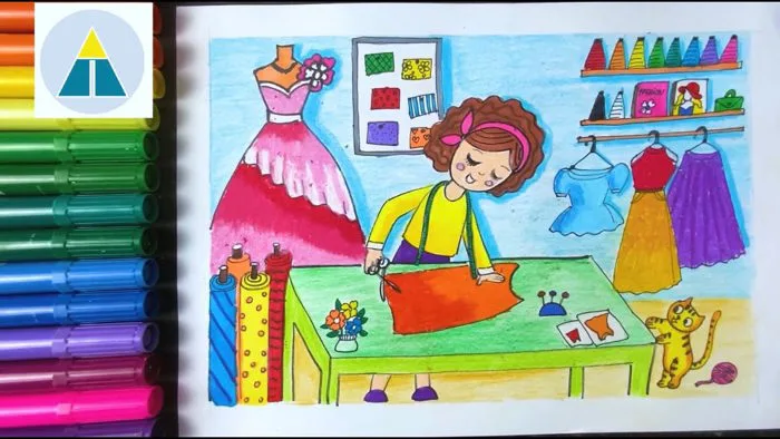 Vẽ tranh ƯỚC MƠ CỦA EM - Thiết kế thời trang | Vẽ siêu dễ cùng Hi Art Cute  | Draw a Fashion Designer
