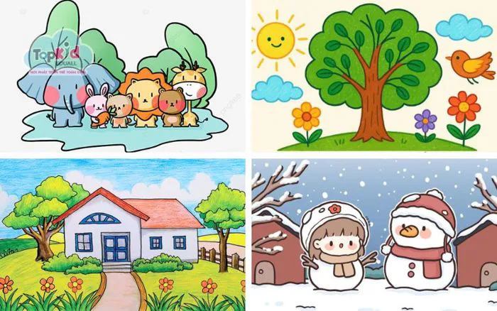 100 Mẫu tranh vẽ thiếu nhi cute, dễ vẽ cho bé Mầm non, Tiểu học