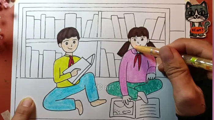 Không gian trong thư viện | vẽ thư viện thân thiện | Draw the library | Mĩ  thuật 4 ctst | KCart3