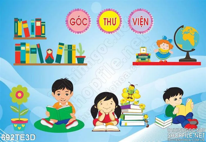Tranh tường góc thư viện