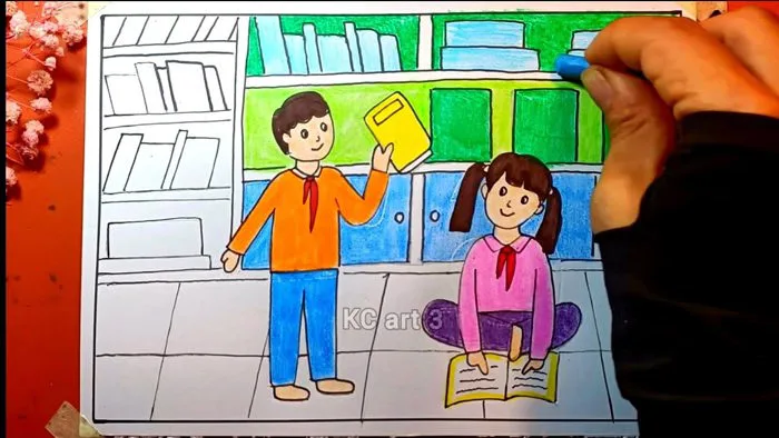 Không gian trong thư viện | vẽ thư viện thân thiện | Draw the library | Mĩ  thuật 4 ctst | KCart3