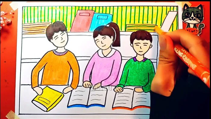 Không gian trong thư viện | vẽ thư viện thân thiện | Draw the library | Mĩ  thuật 4 ctst | KCart3