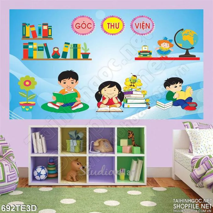 Tranh tường góc thư viện