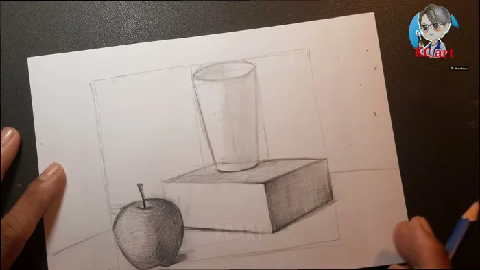 Tranh tĩnh vật mĩ thuật lớp 8 |vẽ tranh tĩnh vật có ba vật mẫu |Pencil  still life painting | KCart