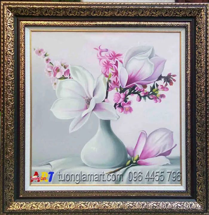 tranh tĩnh vật hoa (80x80cm chất liệu cao cấp) 100% vẽ tay kích thước tùy  chọn - Tranh Sơn Dầu Vẽ Tay - Tranh Sơn Mài - Tường Lam ART - 0964455796