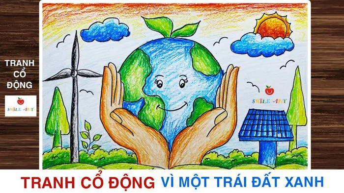 VẼ TRANH CỔ ĐỘNG TIẾT KIỆM ĐIỆN | VẼ BẢO VỆ MÔI TRƯỜNG | Ý TƯỞNG BẢO VỆ  TRÁI ĐẤT XANH #smileart