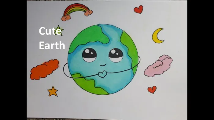 Vẽ Trái Đất Dễ Thương Đơn Giản Nhất | How To Draw Cute Earth #earth