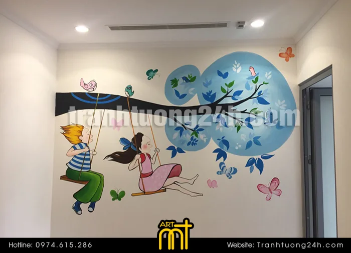 Vẽ tranh tường phòng bé trai và gái