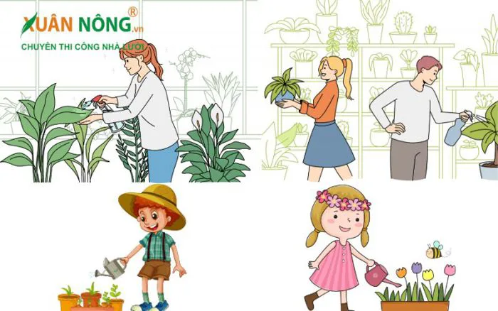 Cách vẽ người đang tưới cây đẹp như thật
