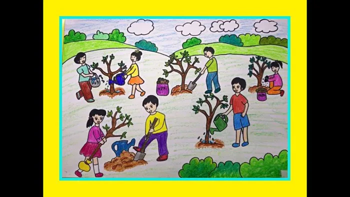 VẼ TRANH ĐỀ TÀI : TRỒNG CÂY GÂY RỪNG - BẢO VỆ MÔI TRƯỜNG