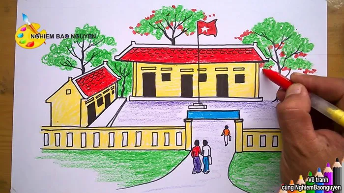 Vẽ tranh Ngôi trường của em/How to Draw My school