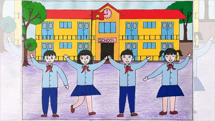 Cách vẽ tranh trường học đơn giản, đẹp và dễ vẽ nhất ai cũng vẽ được