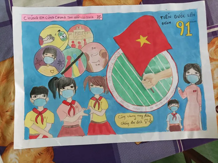 Hoàn thành tham dự vẽ tranh chủ đề: “Thiếu nhi Kiên Giang vui, khoẻ – tiến  bước lên Đoàn” - Trường THCS Vĩnh Phong 1