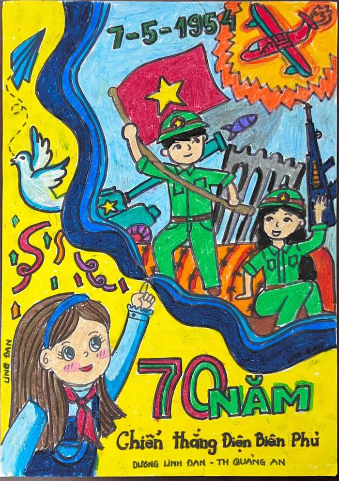 HỌC SINH QUẢNG AN HƯỞNG ỨNG “THI VẼ TRANH CỦA THIẾU NIÊN, NHI ĐỒNG VỀ CHIẾN  THẮNG ĐIỆN BIÊN PHỦ VÀ ...