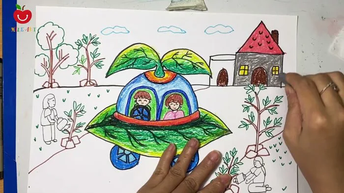 Tranh vẽ ý tưởng trẻ thơ | vẽ tranh bảo vệ môi trường | vẽ tranh chiếc ô tô  mơ ước #smileart