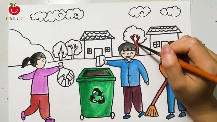 Ý tưởng trẻ thơ | vẽ tranh thiếu nhi làm nghìn việc tốt | Tranh vẽ bảo vệ  môi trường #smileart