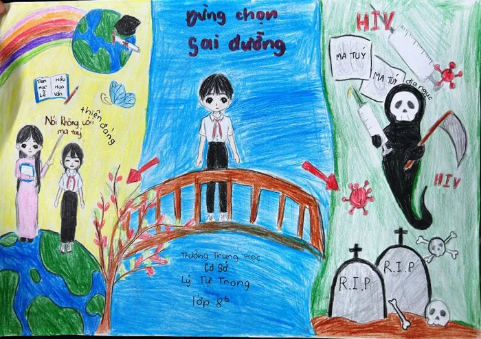 HỌC SINH THAM GIA VẼ TRANH TUYÊN TRUYỀN PHÁP LUẬT