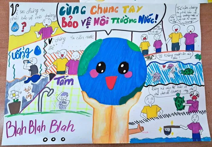 Hơn 600 học sinh tham gia vẽ tranh tuyên truyền bảo vệ nguồn nước
