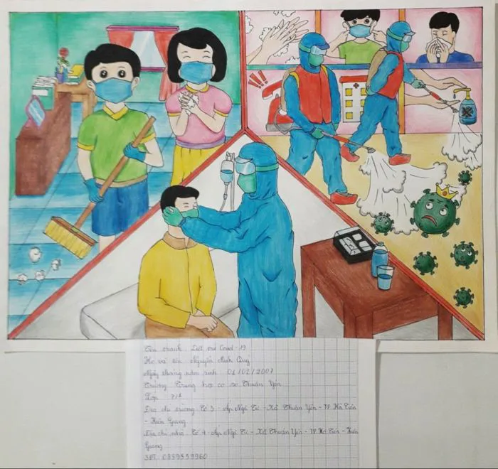 THAM GIA VẼ TRANH TUYÊN TRUYỀN PHÒNG CHỐNG DỊCH BỆNH COVID-19