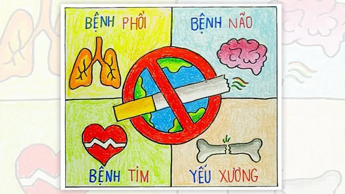 VẼ TRANH ĐỀ TÀI: TÁC HẠI CỦA THUỐC LÁ | Tranh vẽ cổ động vì một Thế giới  không khói thuốc