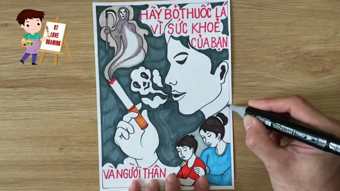 Vẽ tranh tuyên truyền tác hại của thuốc lá | Vẽ tranh cổ động phòng chống  tác hại của thuốc lá
