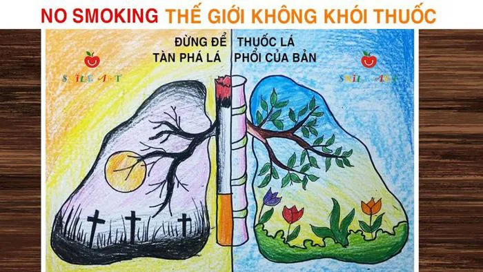 VẼ TRANH PHÒNG CHỐNG TÁC HẠI CỦA THUỐC LÁ | THẾ GIỚI KHÔNG KHÓI THUỐC | No  Smoking Poster #smileart