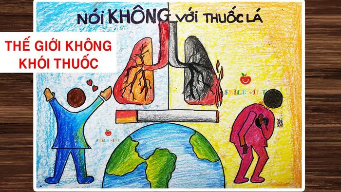 VẼ TRANH THẾ GIỚI KHÔNG KHÓI THUỐC | VẼ TRANH PHÒNG CHỐNG THUỐC LÁ | No  Smoking Poster #smileart