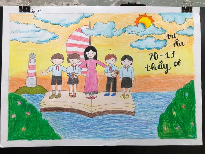 Cuộc thi “ Vẽ tranh về mái trường và thầy cô giáo”.