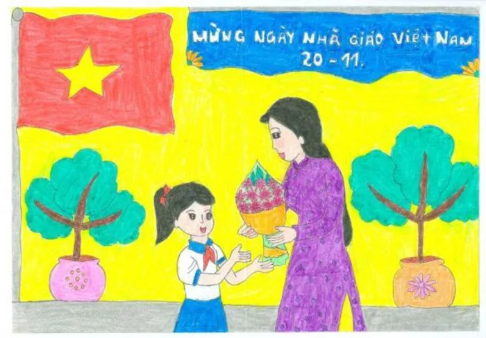 Tổng hợp 100+ mẫu tranh vẽ 20/11 về thầy cô đẹp, đơn giản