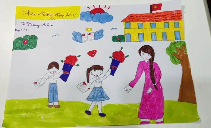 Hội thi vẽ tranh theo chủ đề ''Thầy cô và mái trường mến yêu'', năm học  2021-2022
