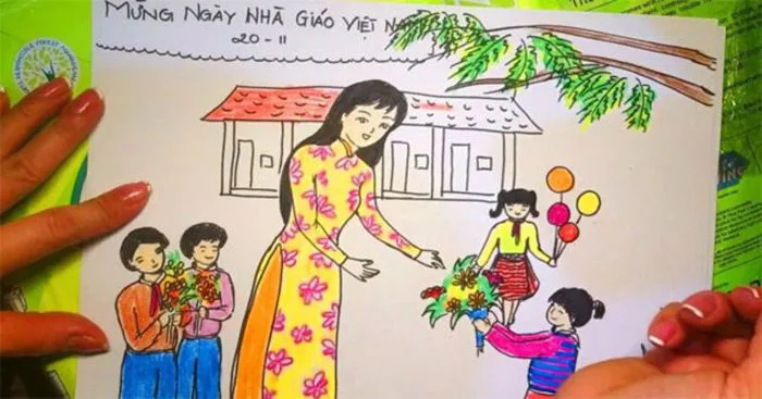 Tổng hợp 100+ mẫu tranh vẽ 20/11 về thầy cô đẹp, đơn giản